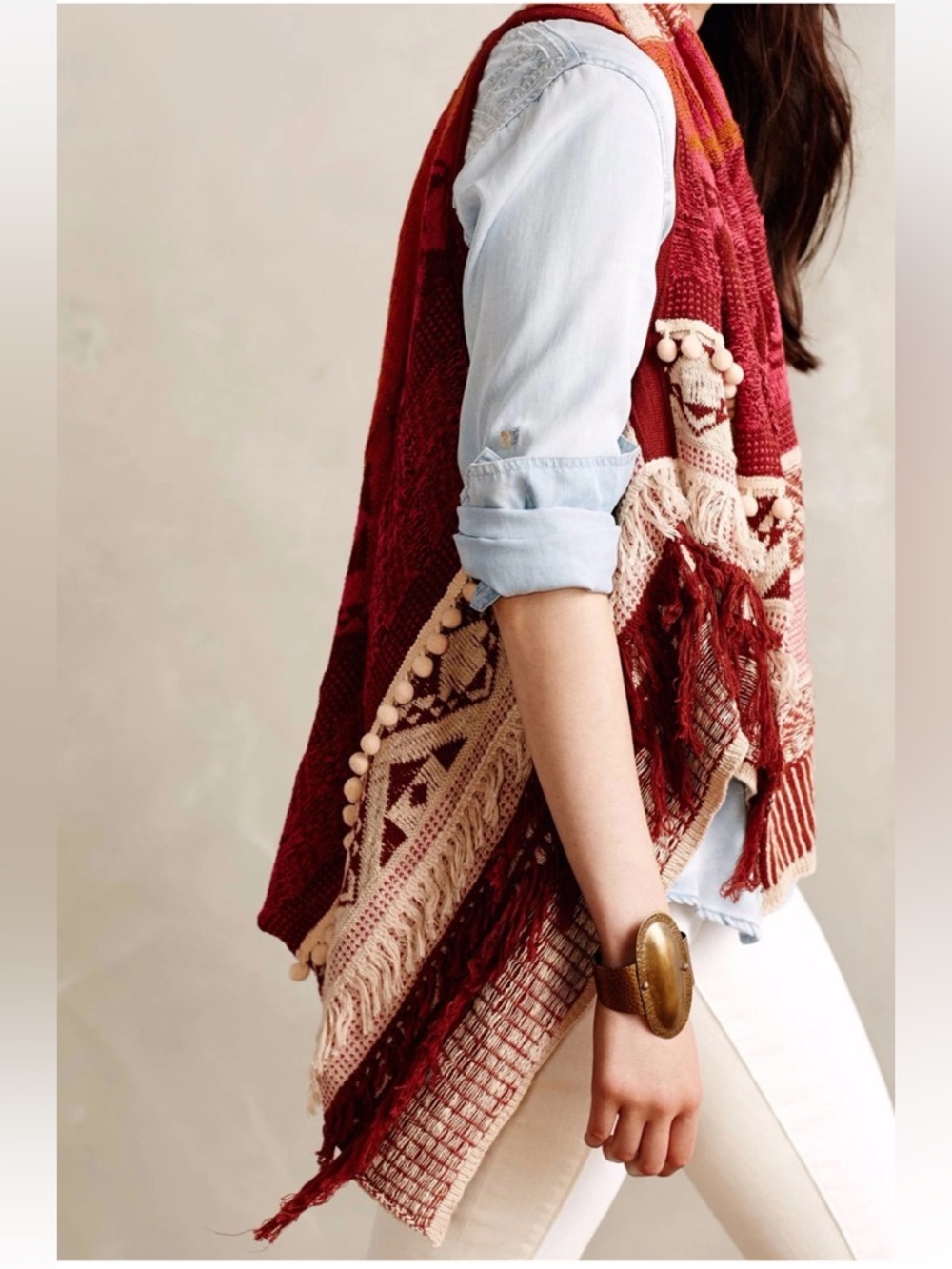 Anthropologie‎ Moth Durango Jacquard Boho Vest - Picture 4 of 15
